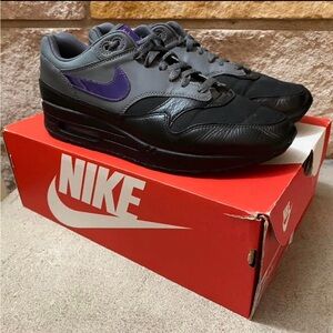 Nike Air Max 1 Men’s ‘Fierce Purple’ Sneakers Leather Upper Low Top 10.5